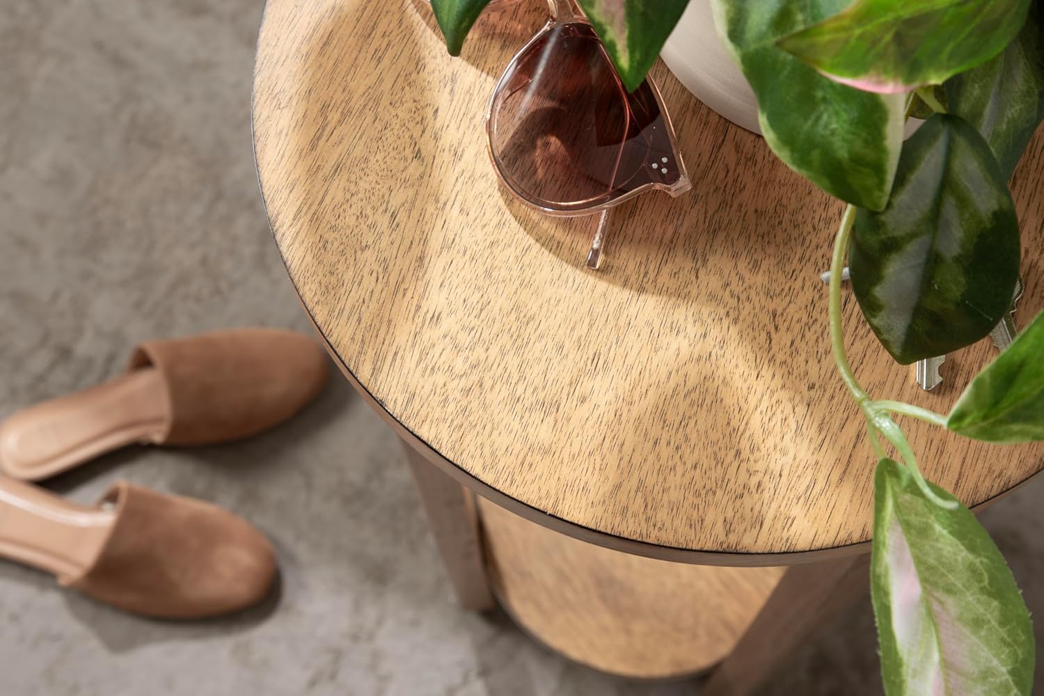 Natural Two-Tier Circle Plant Stand I730296
