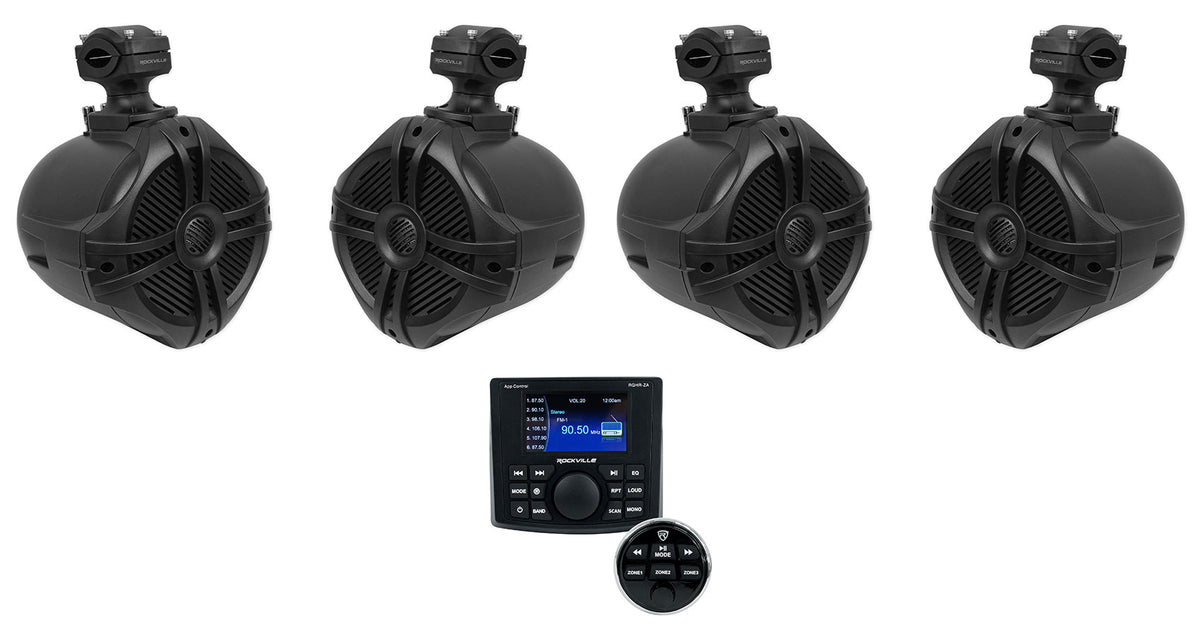 4 Zone Marine Bluetooth Receiver with 6.5" Wakeboard Speakers B7494