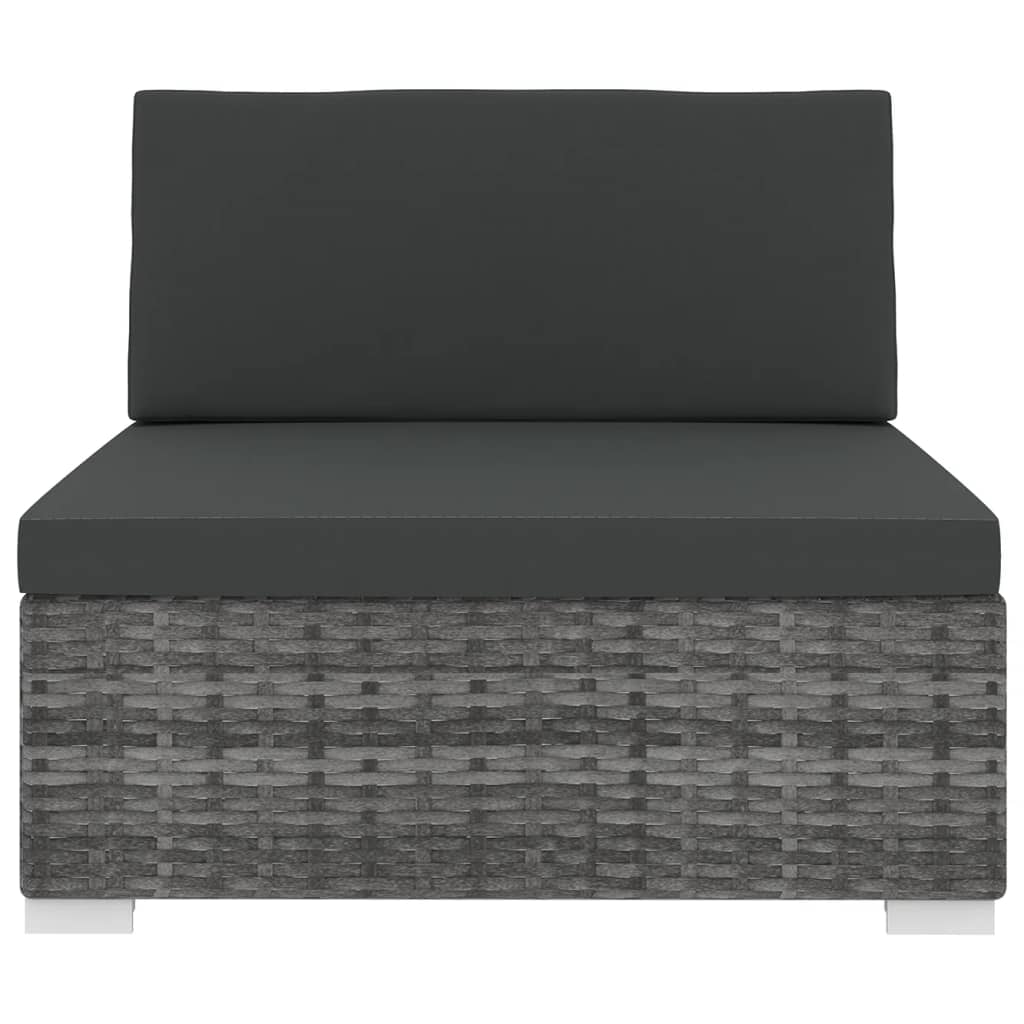 Gray Poly Rattan Sectional Middle Seat with Cushions F5356