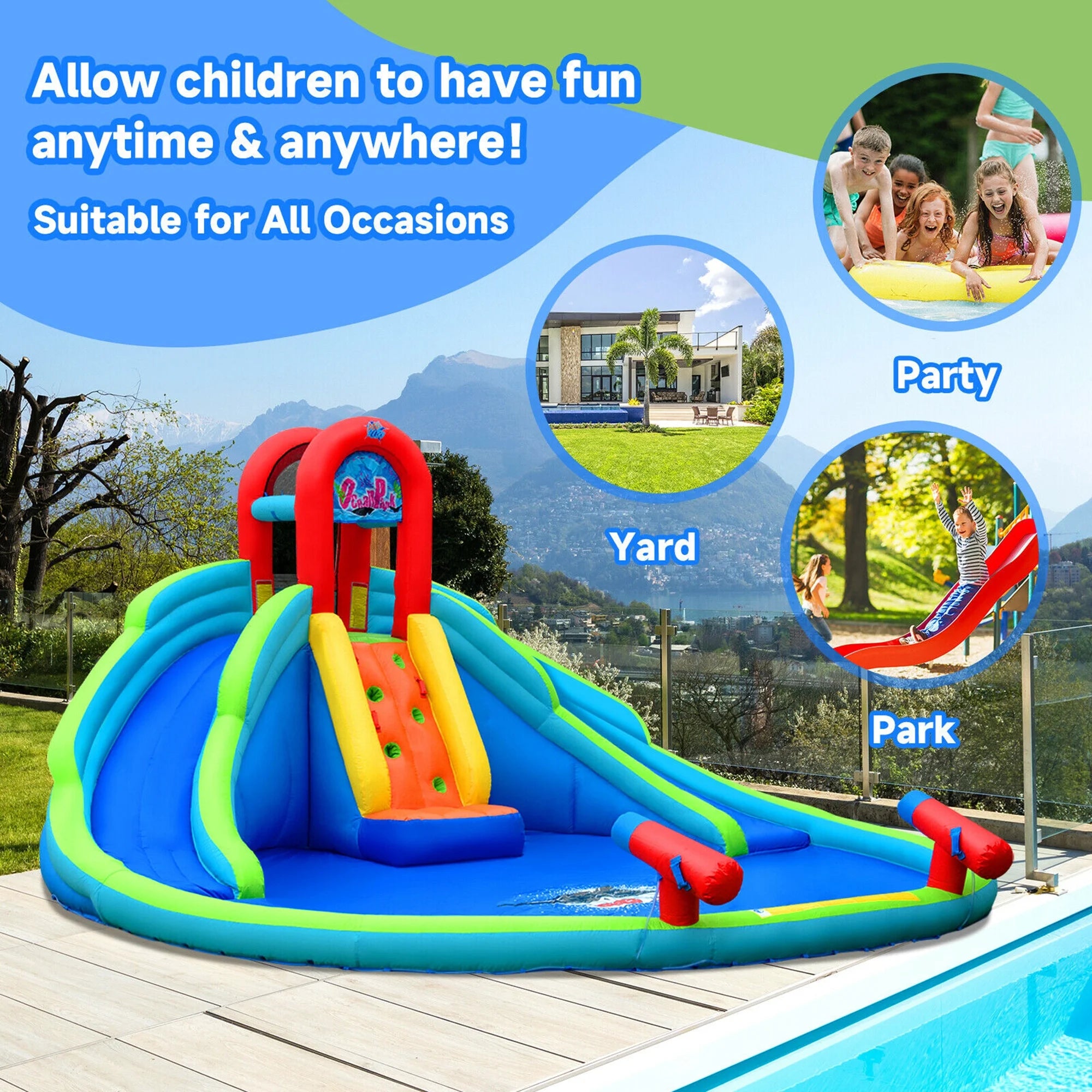 Inflatable Waterslide Bounce House with Handrail N475