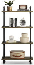 White Walnut Solid Wood 4 Shelf Bookshelf A159