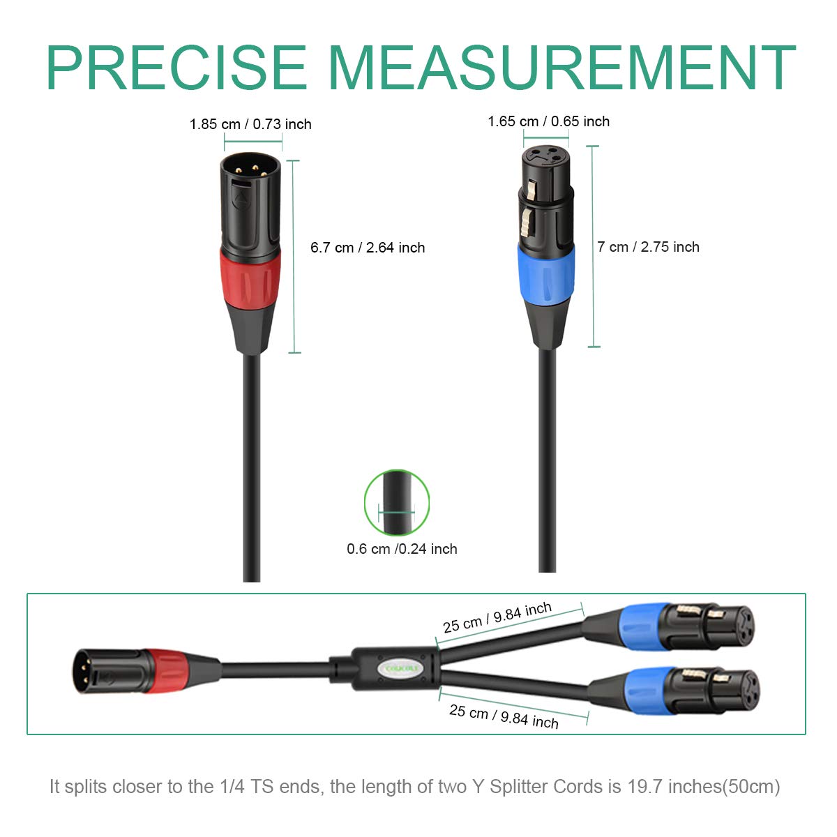 XLR Y-Cable 2 Female to 1 Male 1.6ft K9974