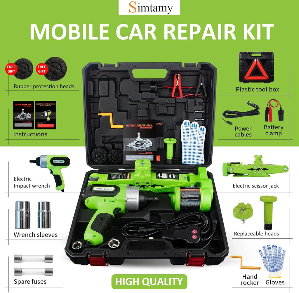 Electric Car Jack 3 Ton 12V Scissor Jack Portable Car Lift Tire Change Kit X395