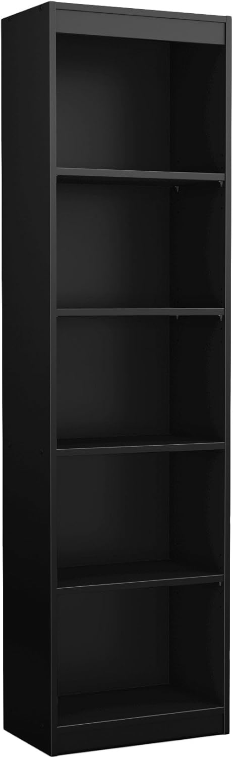 Pure Black 5-Shelf Narrow Bookcase A5156