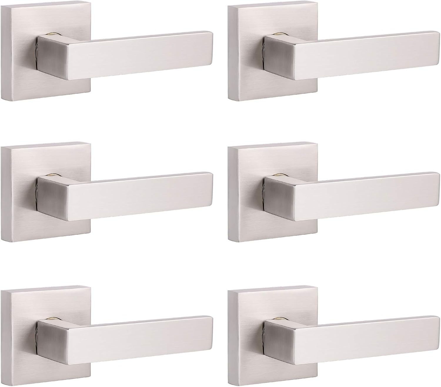 Brushed Nickel Square Entrance Door Lever with Deadbolt Locksets, 2 Pack X801640