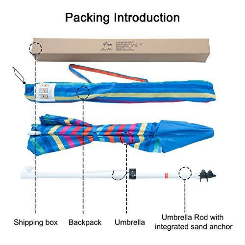 7 Feet Beach Umbrella with Sand Anchor and Carry Bag B92517