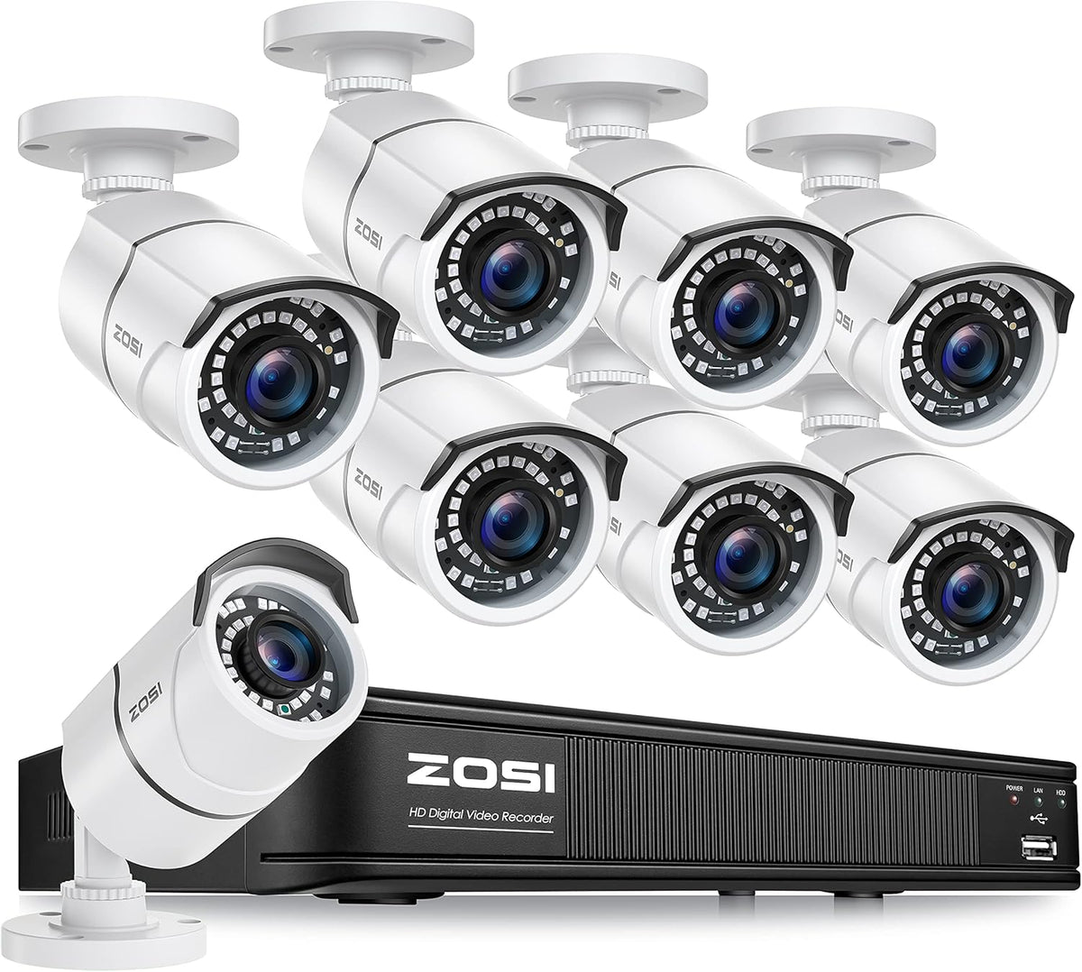 5MP Lite 8 Channel CCTV DVR with 8 x 1080p Weatherproof Bullet Cameras P49939