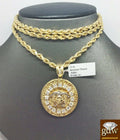 10k Gold Rope Chain Necklace 26 inch with 10k Pendant Charm U8053