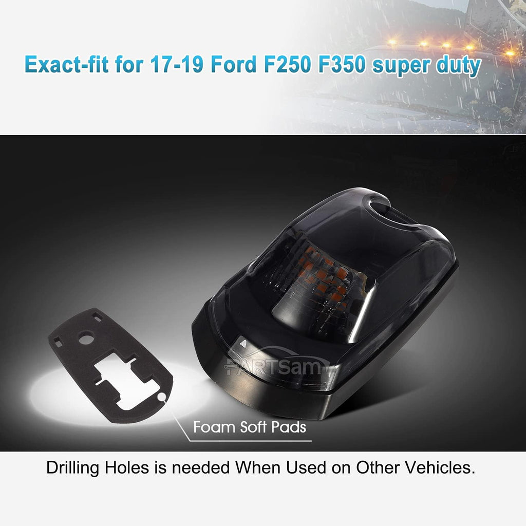 5Pcs Smoke Amber LED Cab Marker Roof Clearance Lights Assembly E79873