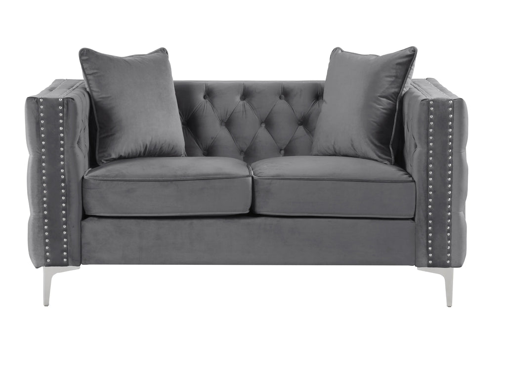 Gray Velvet 3 Pieces Loveseat and 2 Armchairs U44319