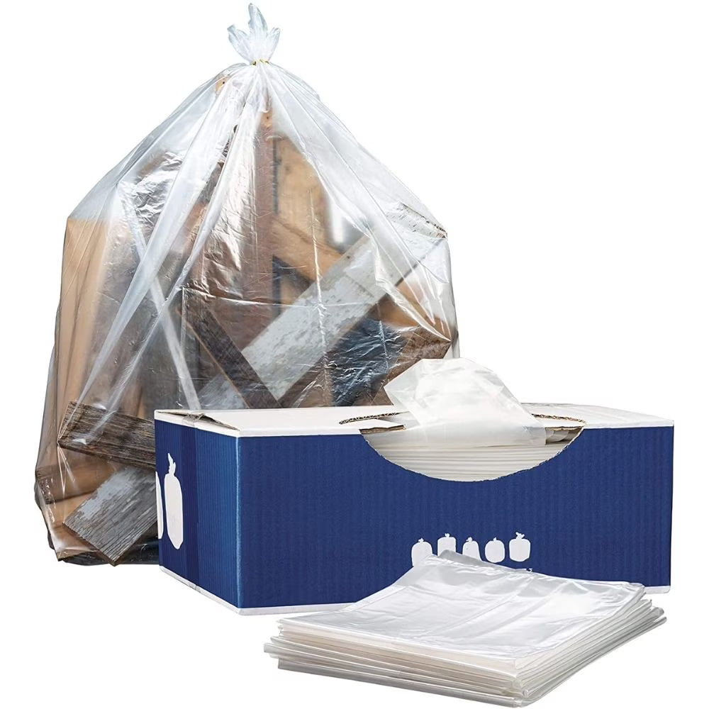 Clear Trash Bags, 55-60 Gallon, Case of 50 C297850