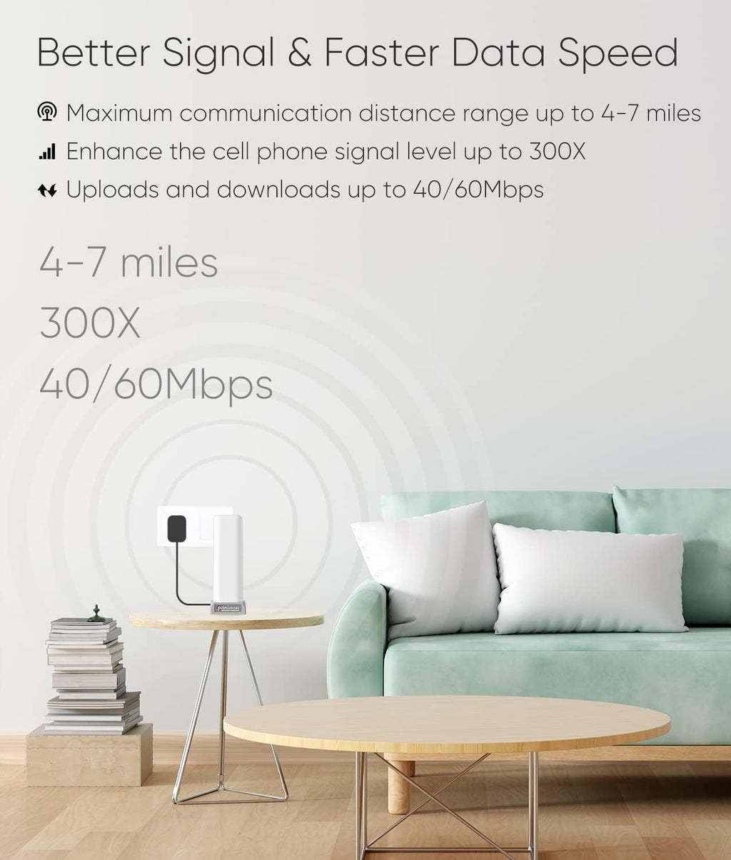 Cell Phone Signal Booster for Home and Office, 4G LTE & 5G, 5,000 sq ft, FCC Approved V83481