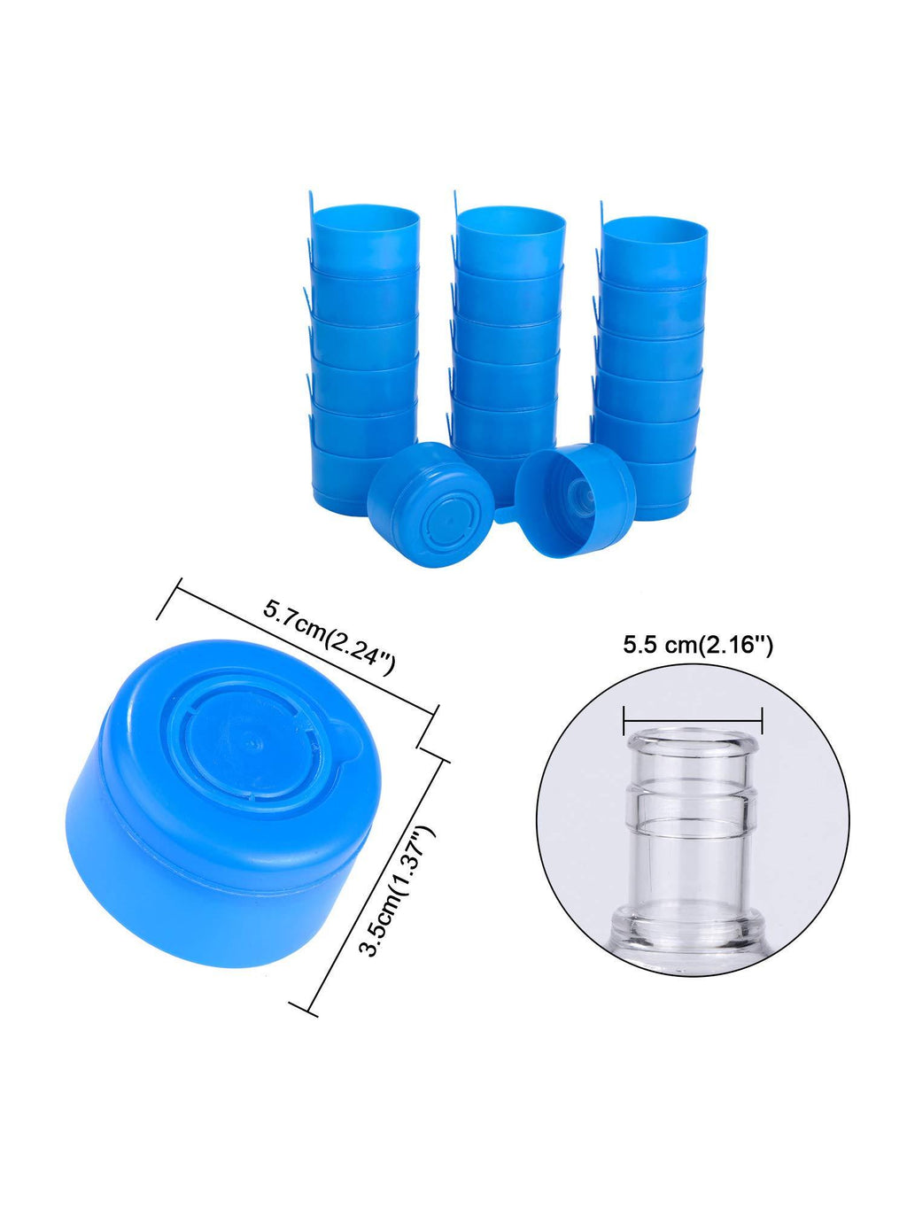 20 Pieces Non Spill 55 mm Water Jug Caps with 1 Piece Bottle Handle K1831