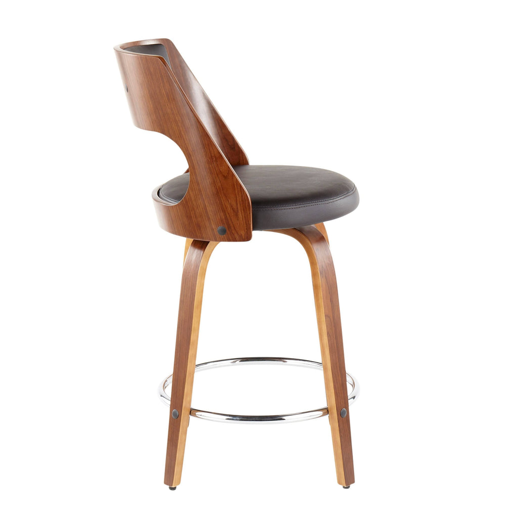 White/Cherry Mid-Century Modern Counter Stool (Set of 2) A187