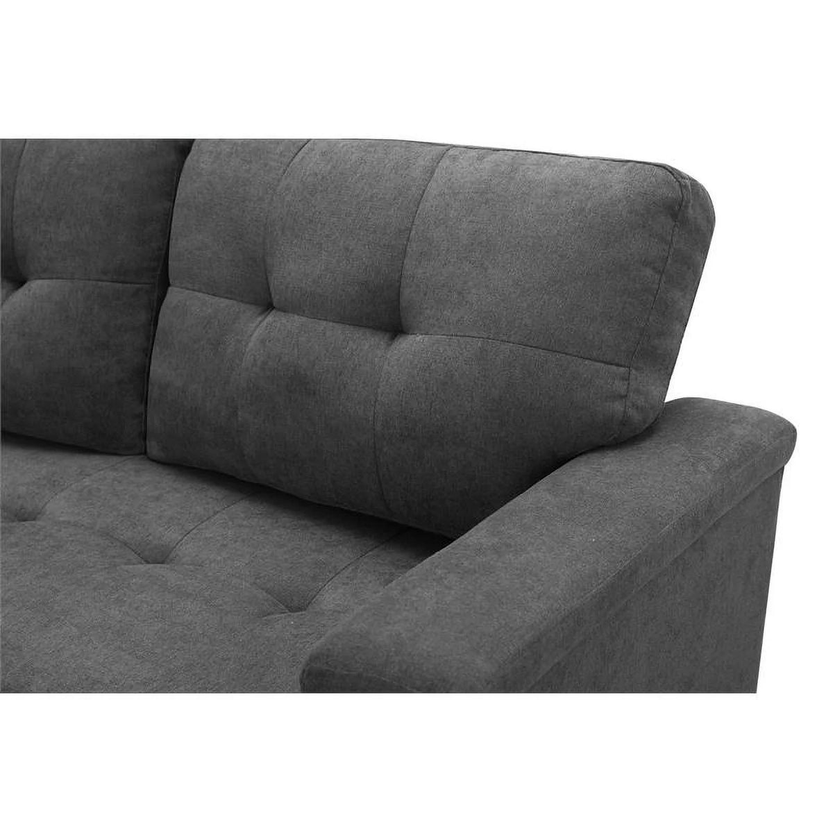 Gray Woven Fabric Sectional Sleeper Sofa with Storage and USB Charger G927