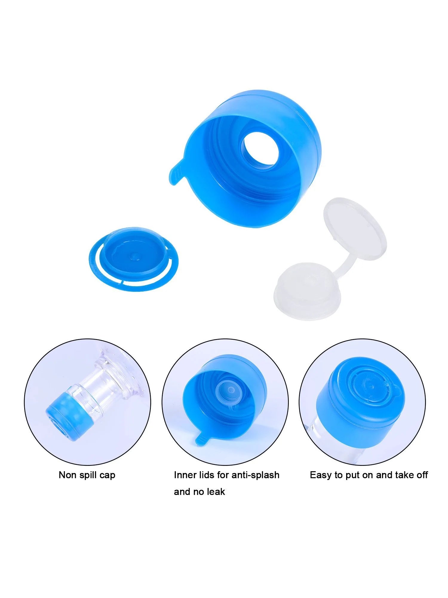 20 Pieces Non Spill 55 mm Water Jug Caps with 1 Piece Bottle Handle K1831