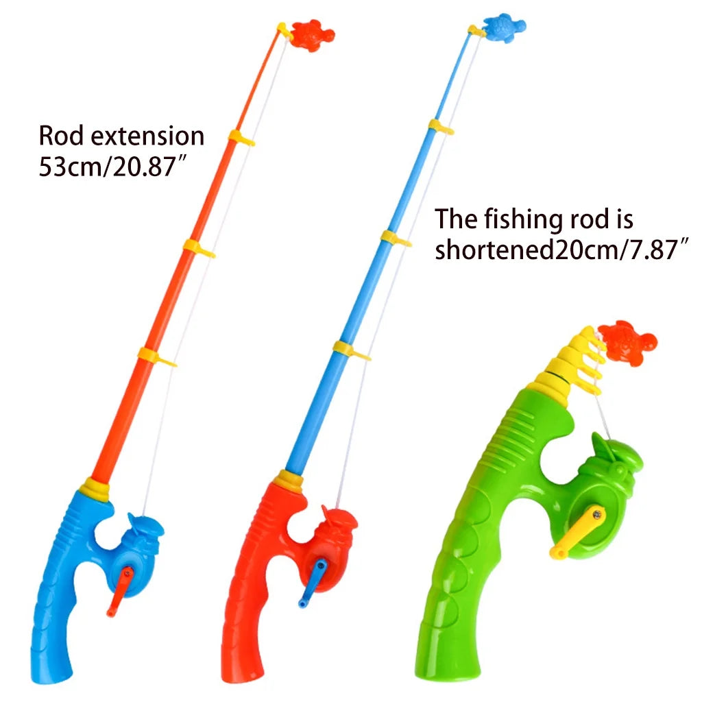 6 Pcs Stretchable Fishing Pole Toy Bath Toy Flexible Magnetic Kids Fishing Rod B290944