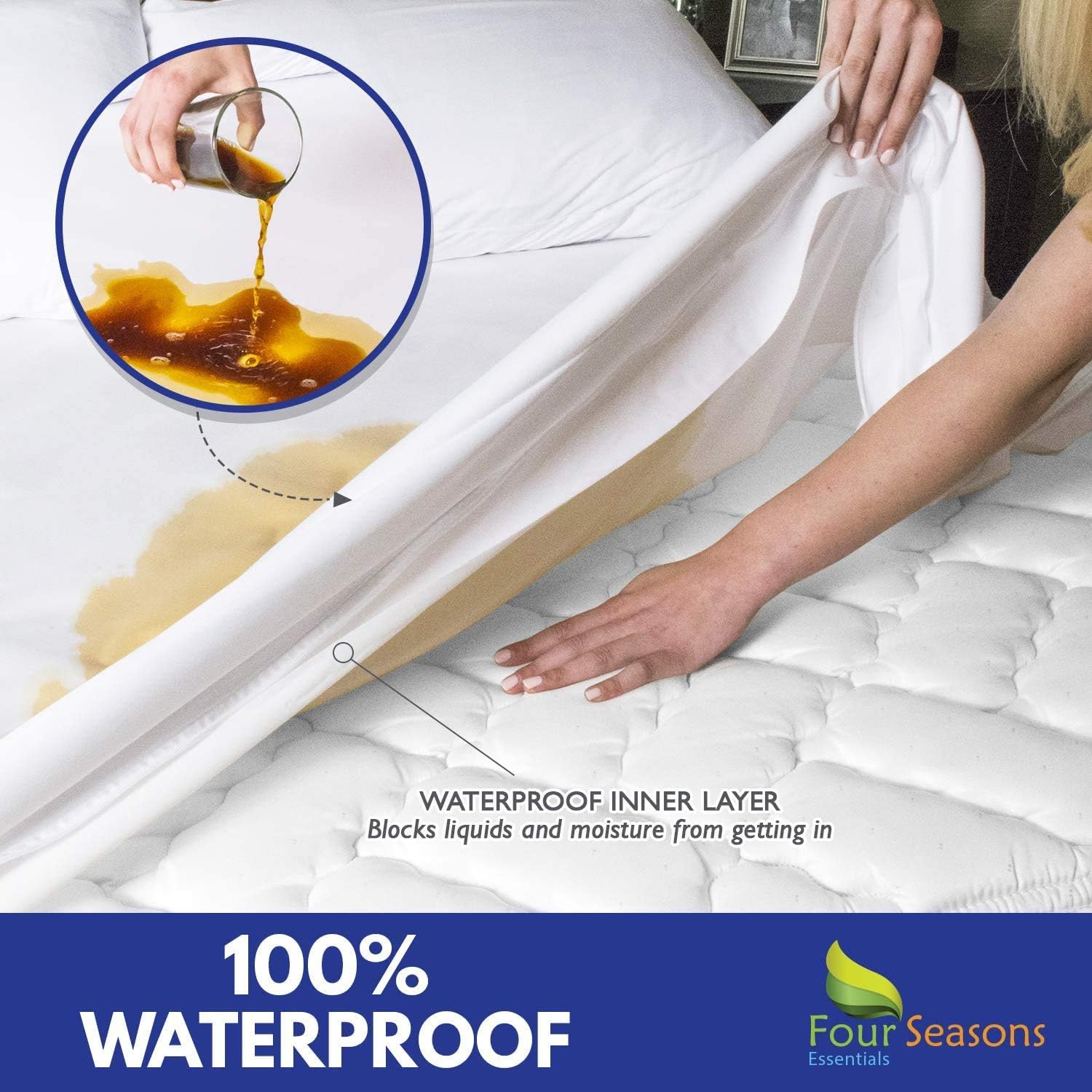Full Size Zippered Waterproof Cotton Terry Mattress Protector Pack of 2 J41623
