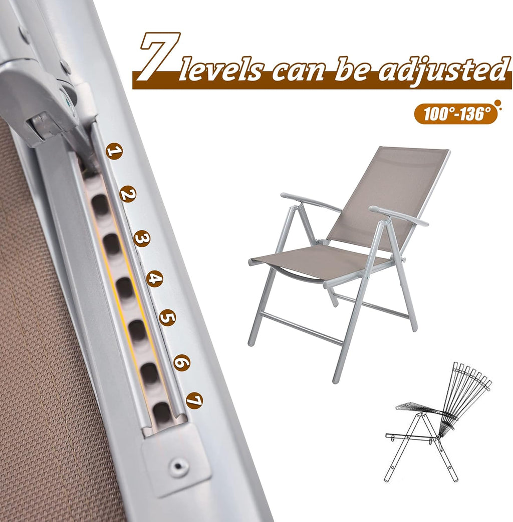 Set of 2 Aluminum Adjustable Reclining Patio Folding Sling Back Chairs L68035