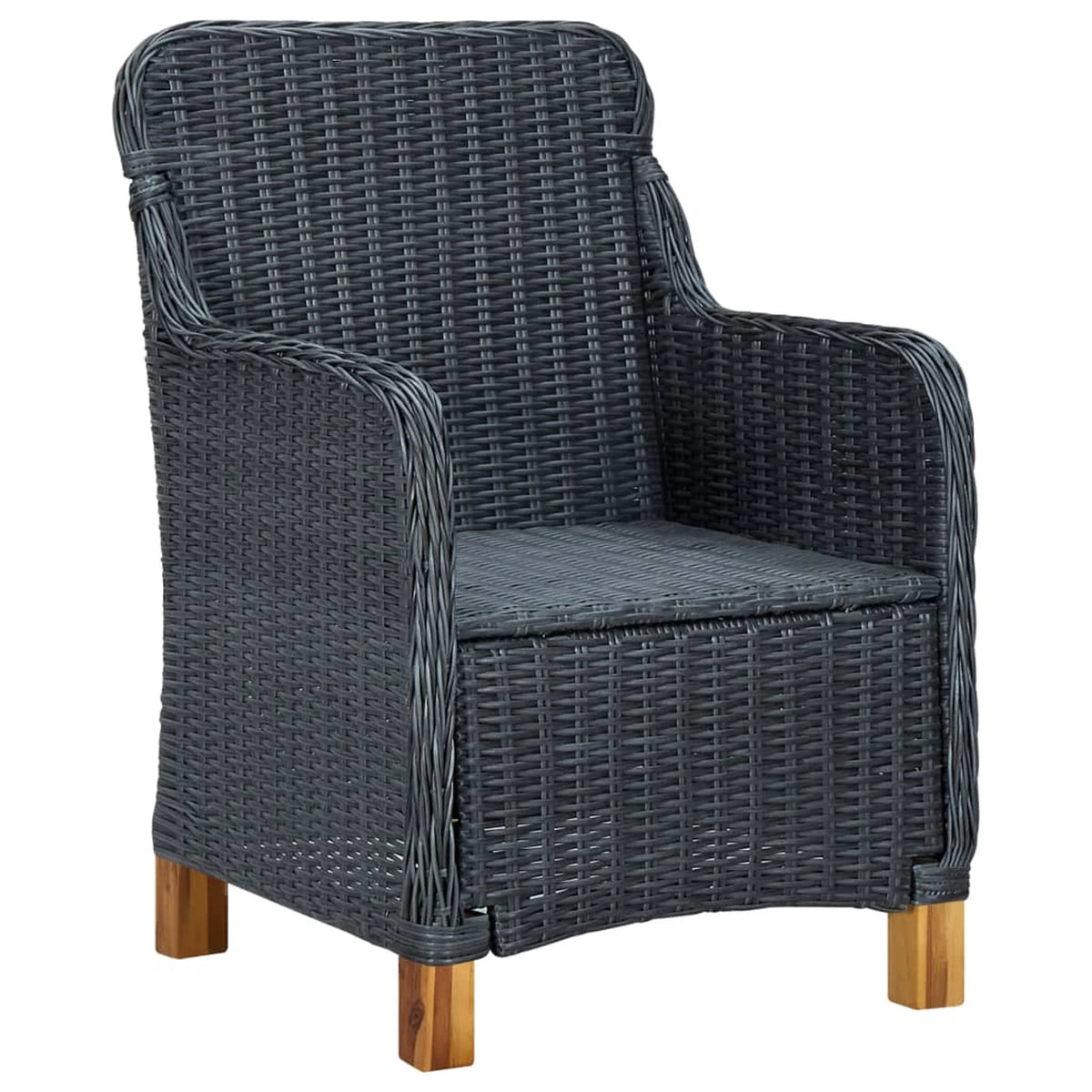 2 pcs Poly Rattan Patio Chairs with Cushions Dark Gray Q636393