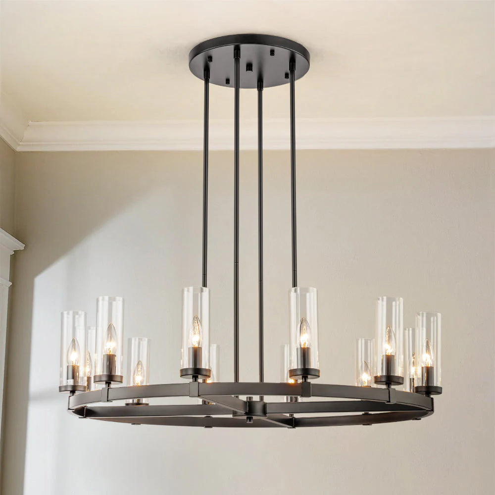 12-Light Dimmable Industrial Chandelier A982578