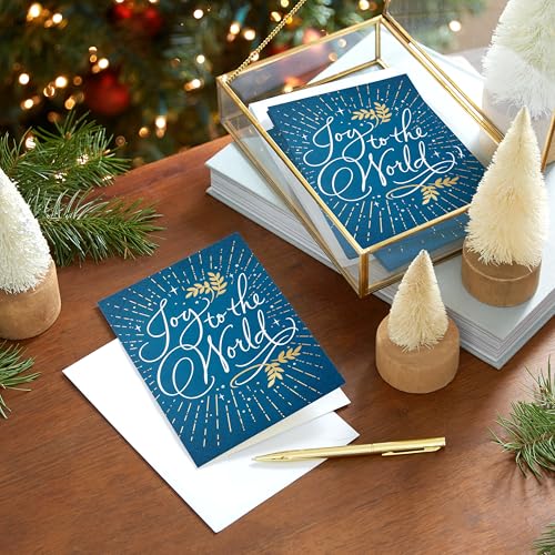 Boxed Christmas Cards (40 Cards and 40 Envelopes) Blue and Gold V631756