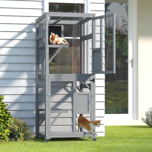 Large Cat Enclosure with Waterproof Cover and Sunshine Panel Roof, 72 inch S88810