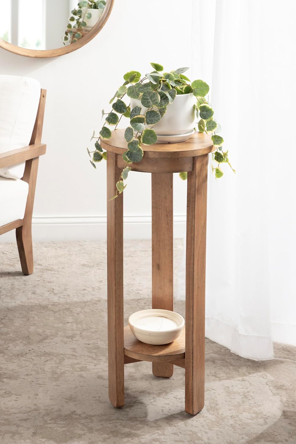 Natural Two-Tier Circle Plant Stand I730296