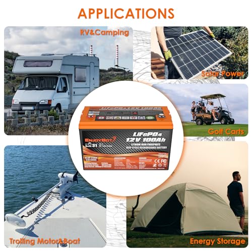 12V 100Ah LiFePO4 Lithium Battery with 100A BMS, Low Temp Cut Off Deep Cycle Battery Q54196