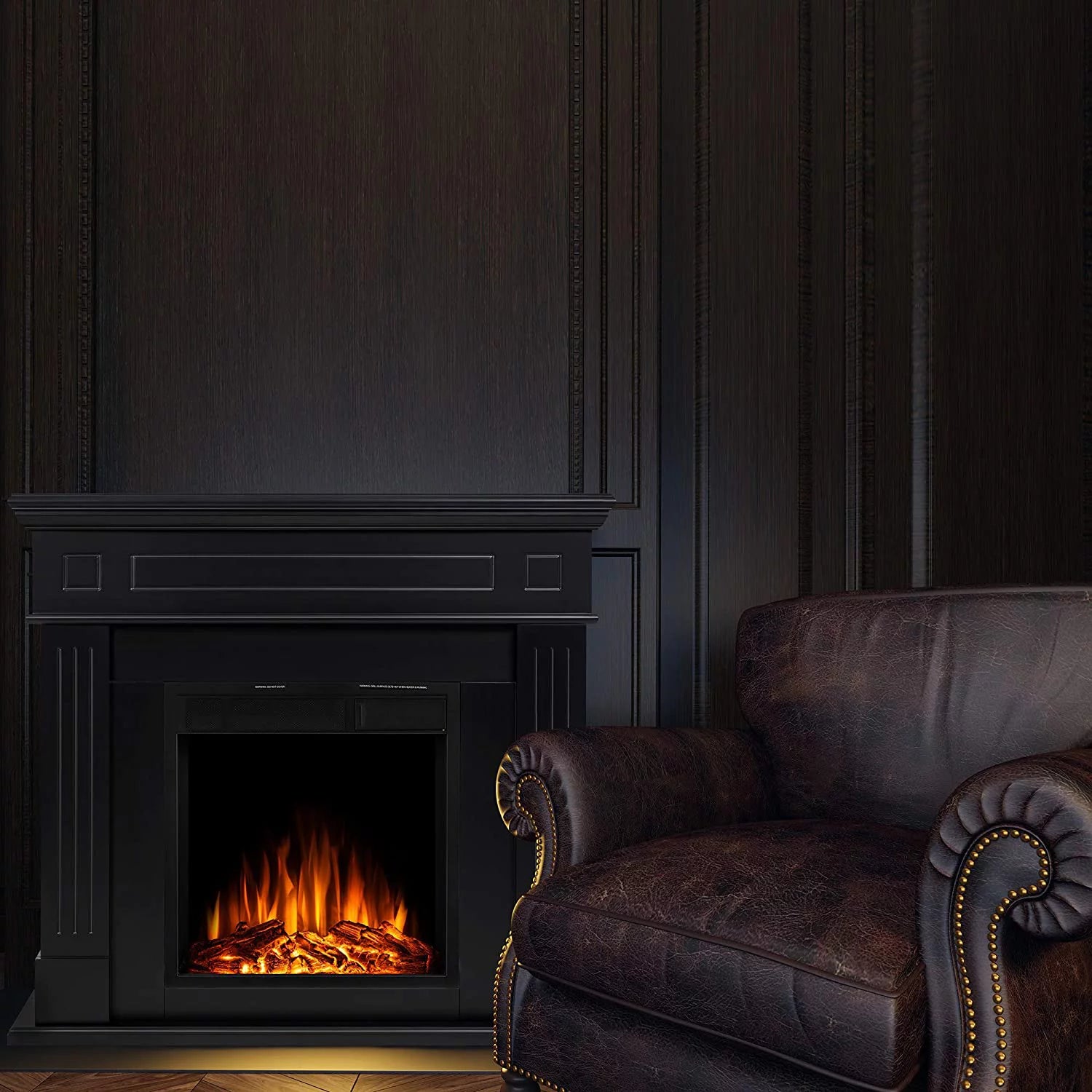 Black Electric Fireplace Mantel TV Stand F984924