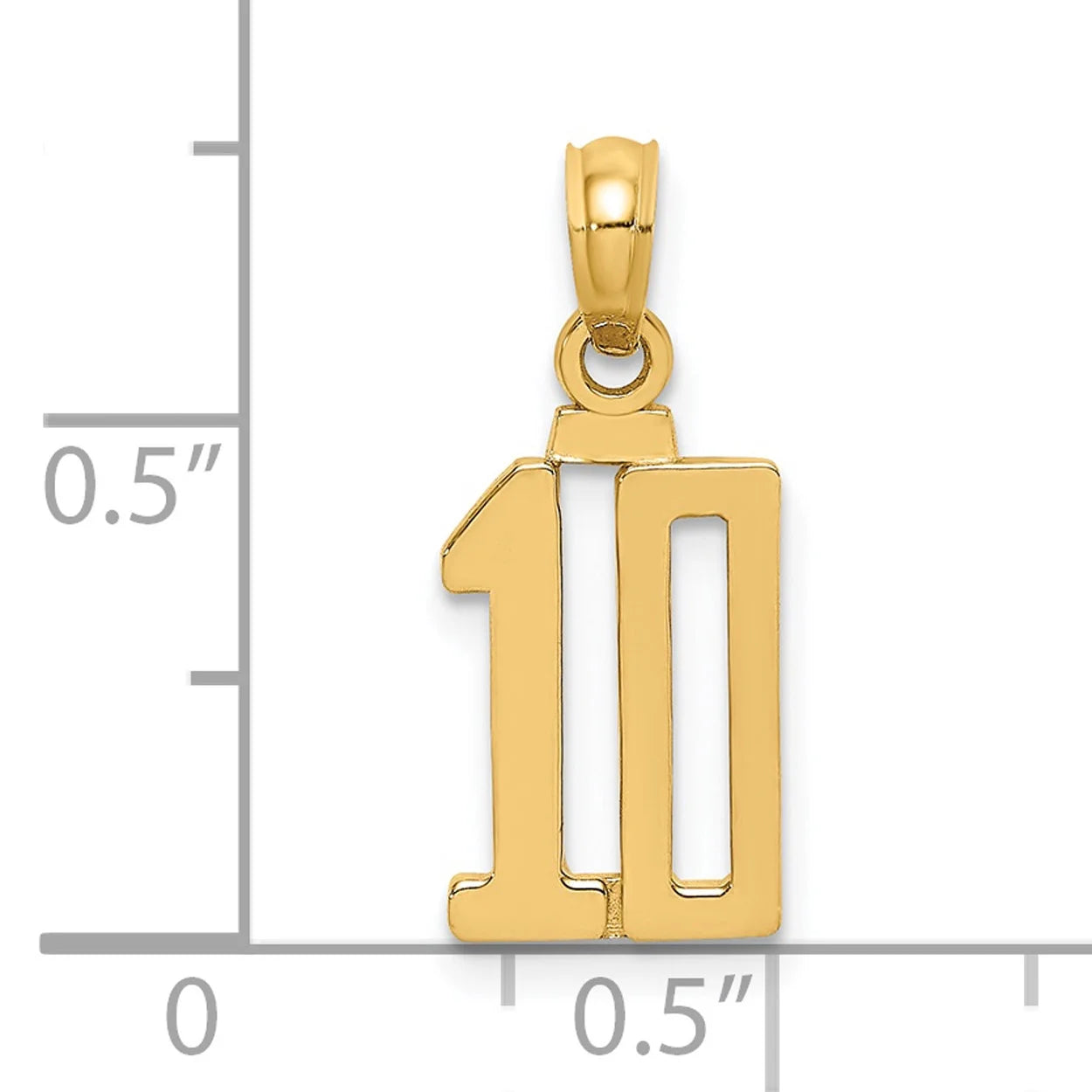 14K Yellow Gold Polished Number 10 Pendant Charm with 10K Yellow Gold Rope Chain Necklace 16'' U539884