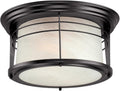 Two-Light Exterior Flush-Mount Fixture, Weathered Bronze Finish, White Alabaster Glass (2 Pack) L224905