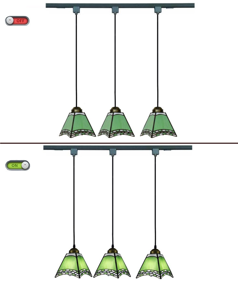 Tiffany Style 3 Lights Track Lighting Pendant B390