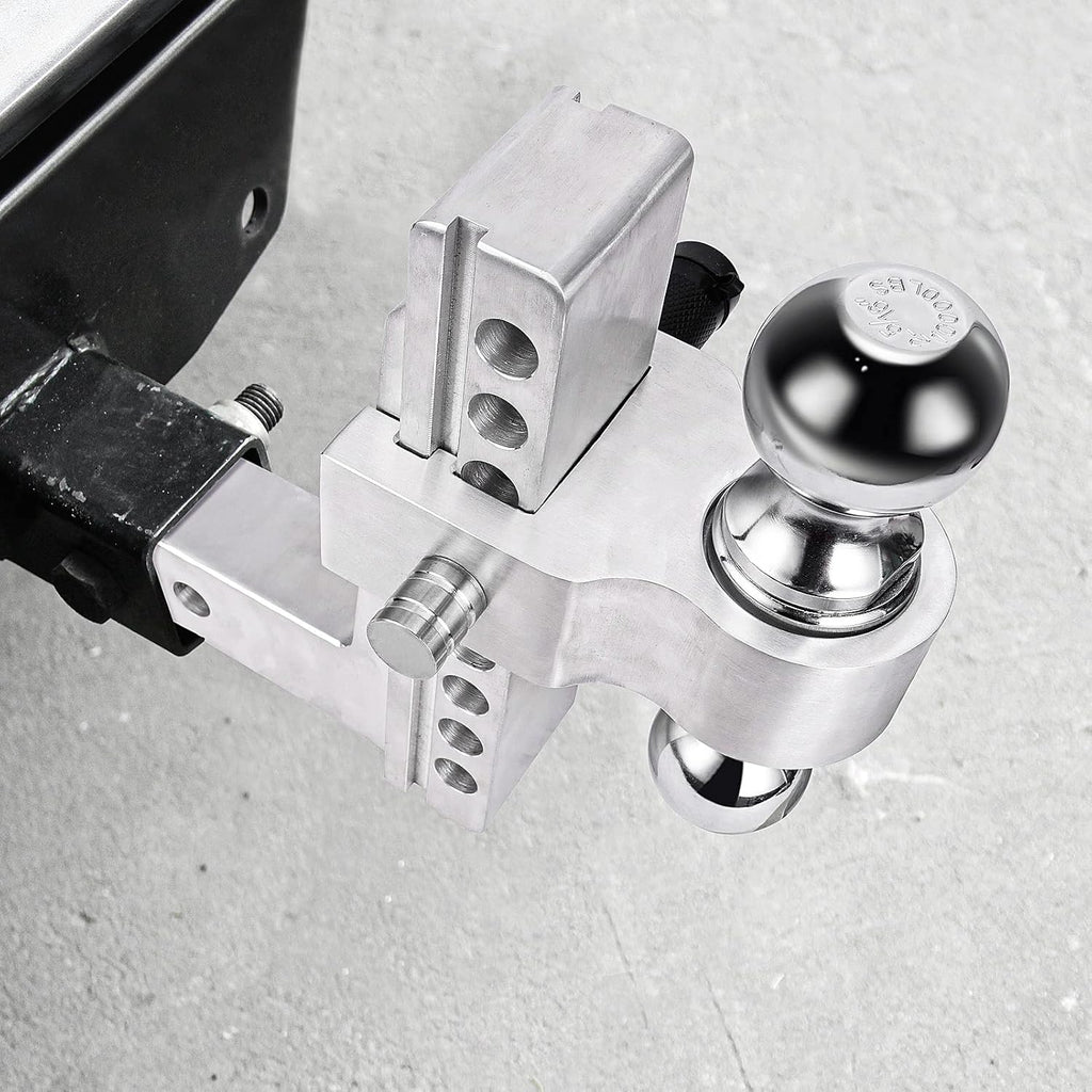 Adjustable Trailer Hitch Ball Mount, 2.5-Inch Receiver, 8-Inch Drop, 8-Inch Rise, Dual Towing Balls with Double Pin Key Locks G56205