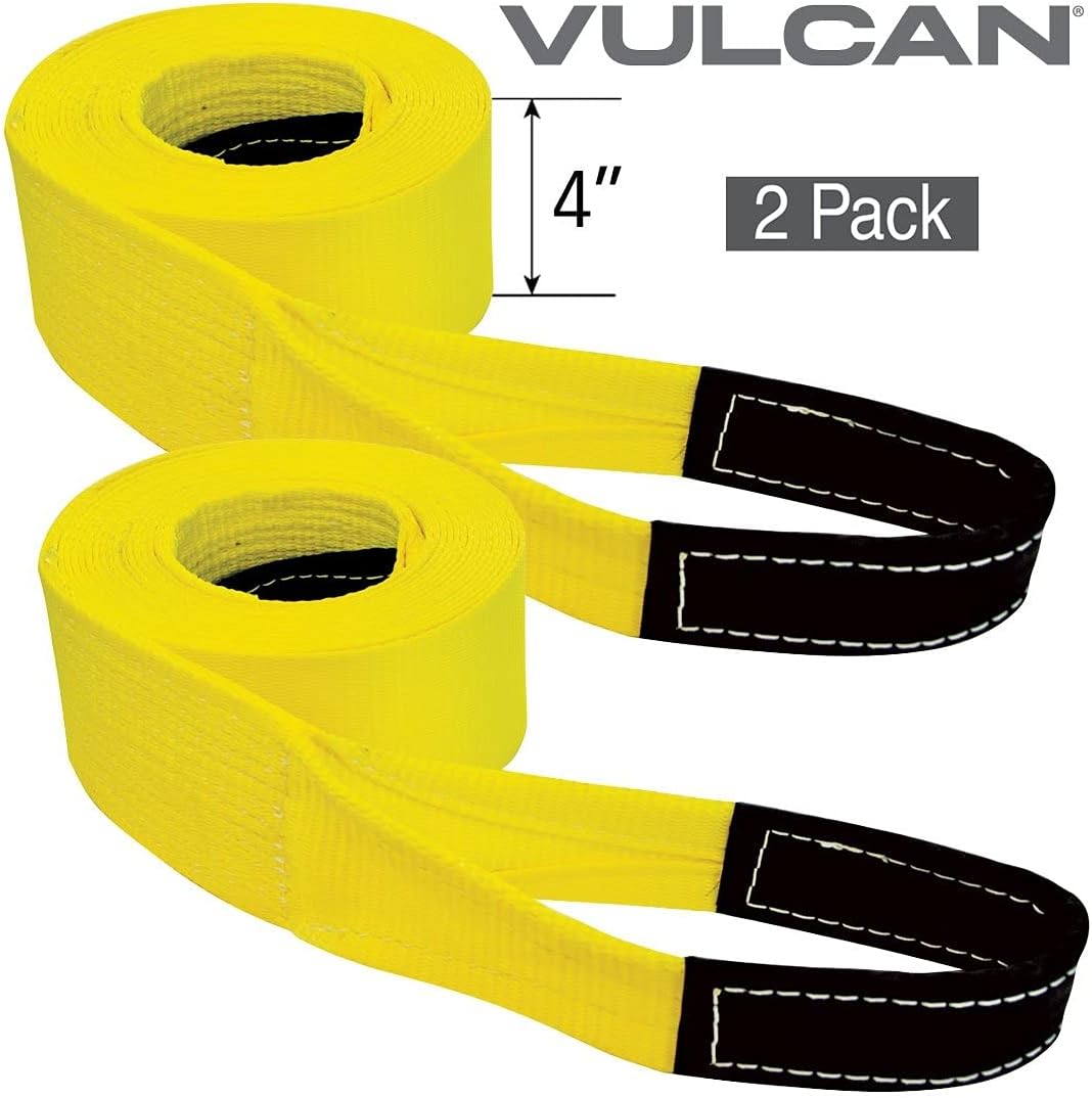 Tow Strap with Reinforced Eyes, 4 Inch x 20 Foot, 2 Pack, 10,000 Pound Towing Capacity O103