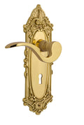 Victorian Plate Passage Keyhole Manor Lever in Unlacquered Brass W1409