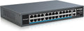 26 Port PoE Switch with 24 Ports 10/100Mbps PoE+@400W, 2 Gigabit Uplink Ports, VLAN Mode, Metal Case, Rack Mount U612417