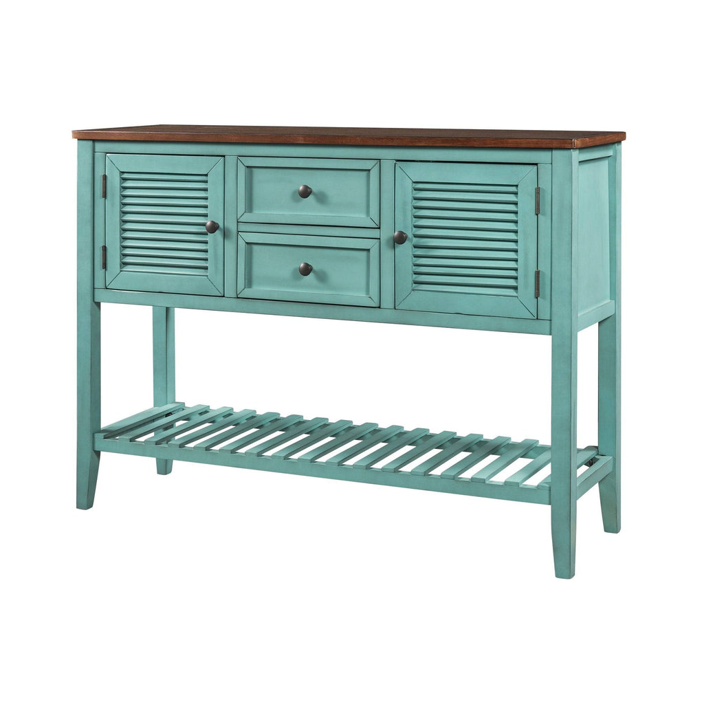 Blue Console Table with 2 Drawers and Bottom Shelf E514888