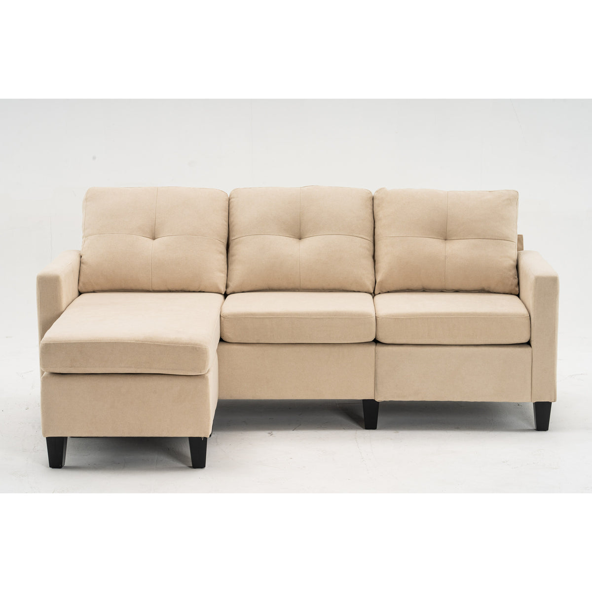 75" Gray Fabric Sofa and Chaise Convertible to Ottoman O7184
