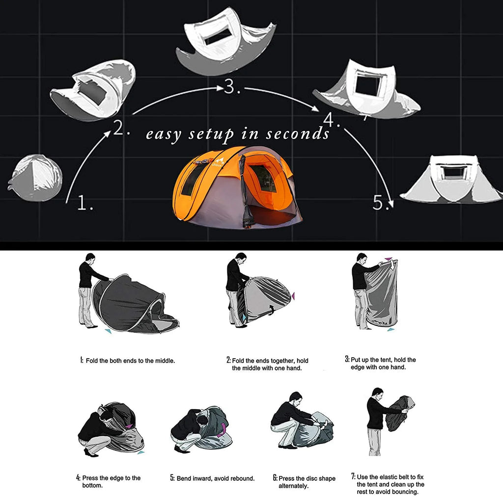 X-large Pop Up Dome Tent 5-6 Person with Carrying Bag Grey L65967