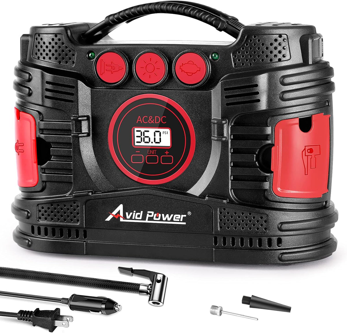 AC/DC Tire Inflator Portable Air Compressor with Dual Motors Digital Gauge LED Light Pack of 2 B2701