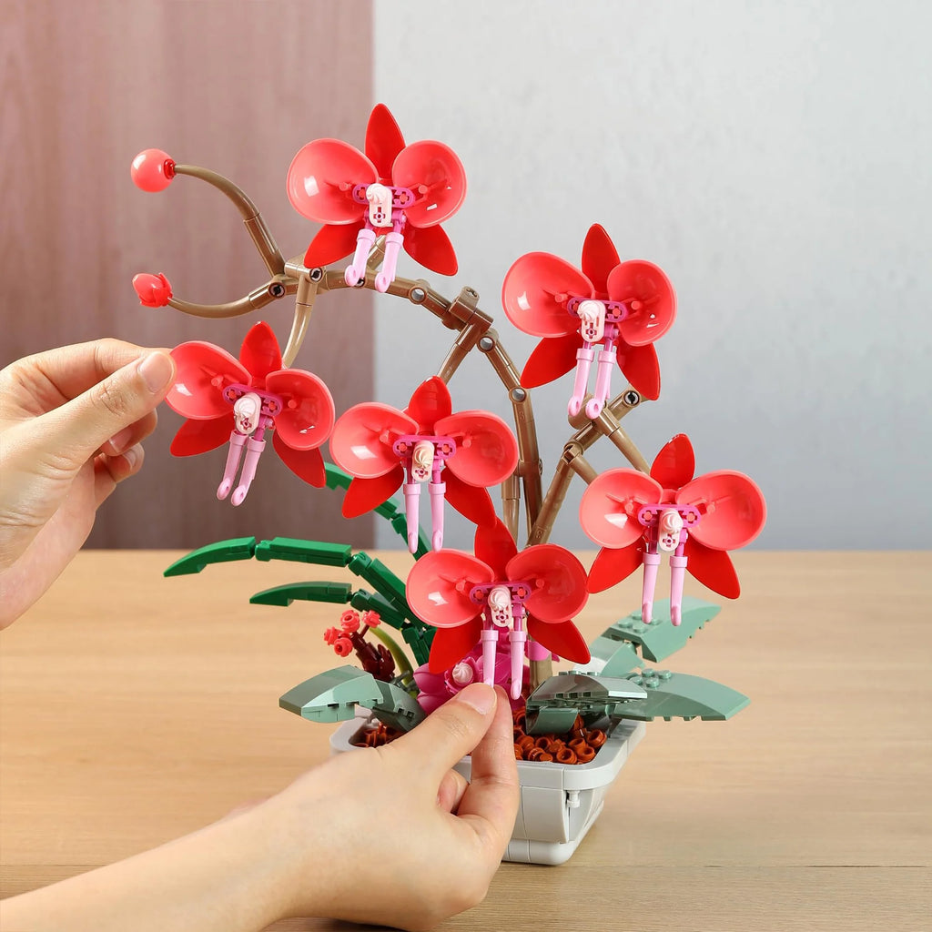 Red Orchid Bouquet Building Block Set S218