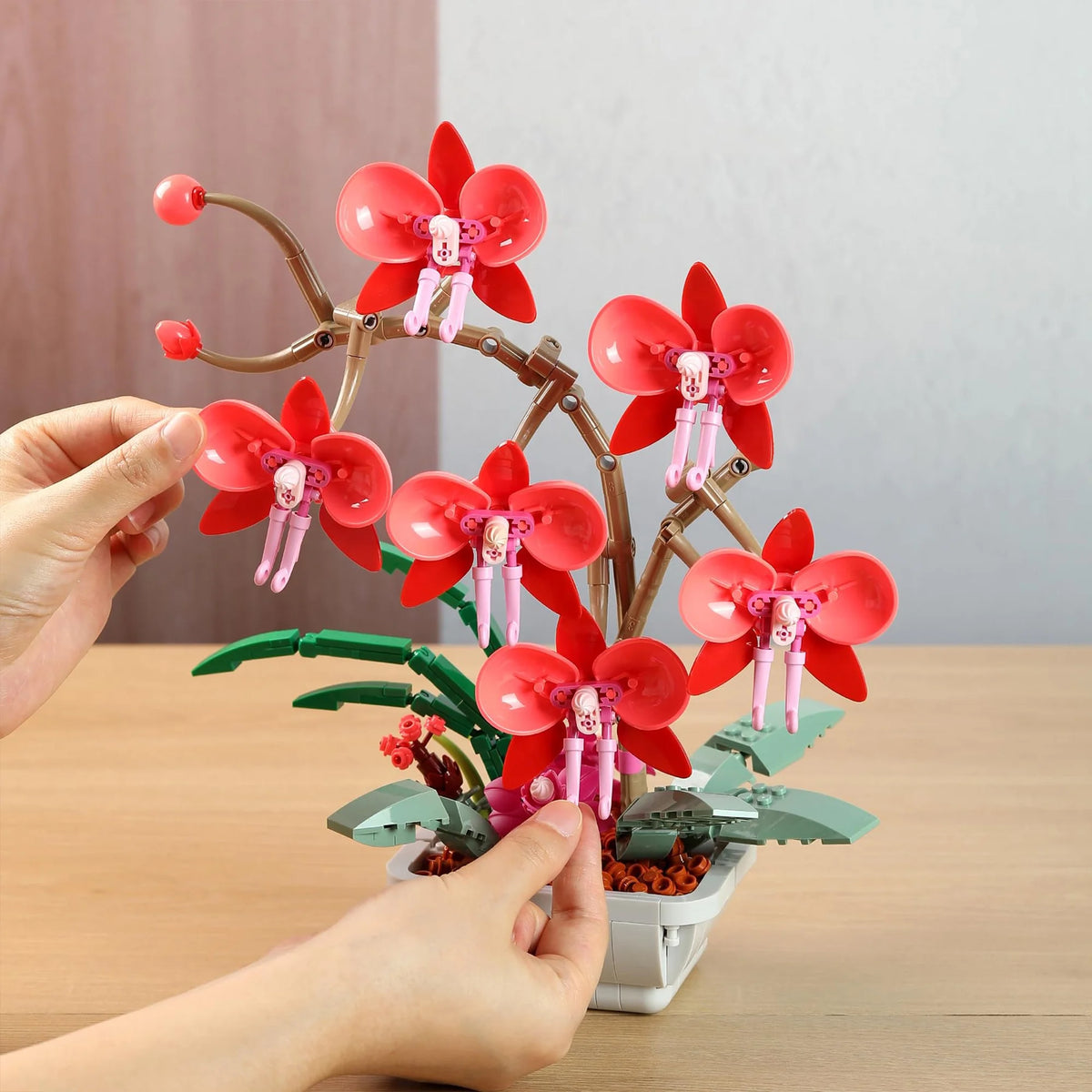 Red Orchid Bouquet Building Block Set S218