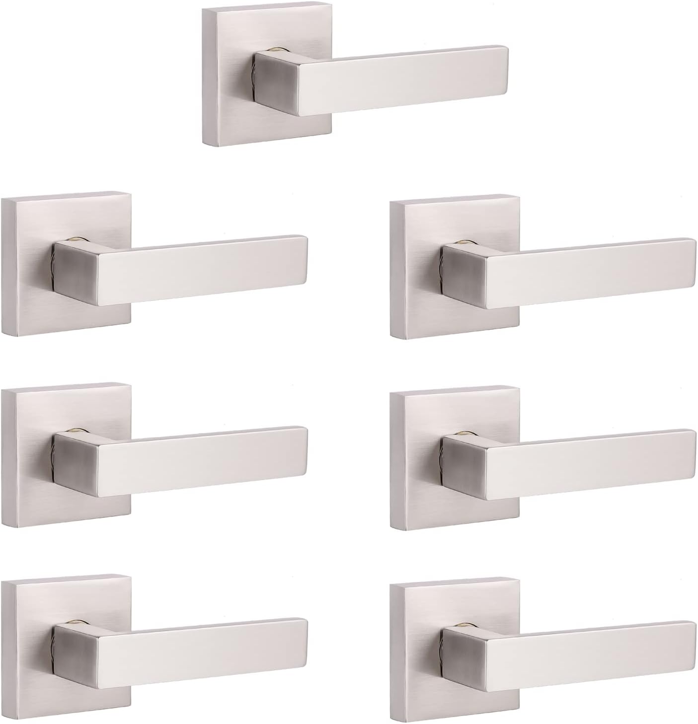 Brushed Nickel Square Entrance Door Lever with Deadbolt Locksets, 2 Pack X801640