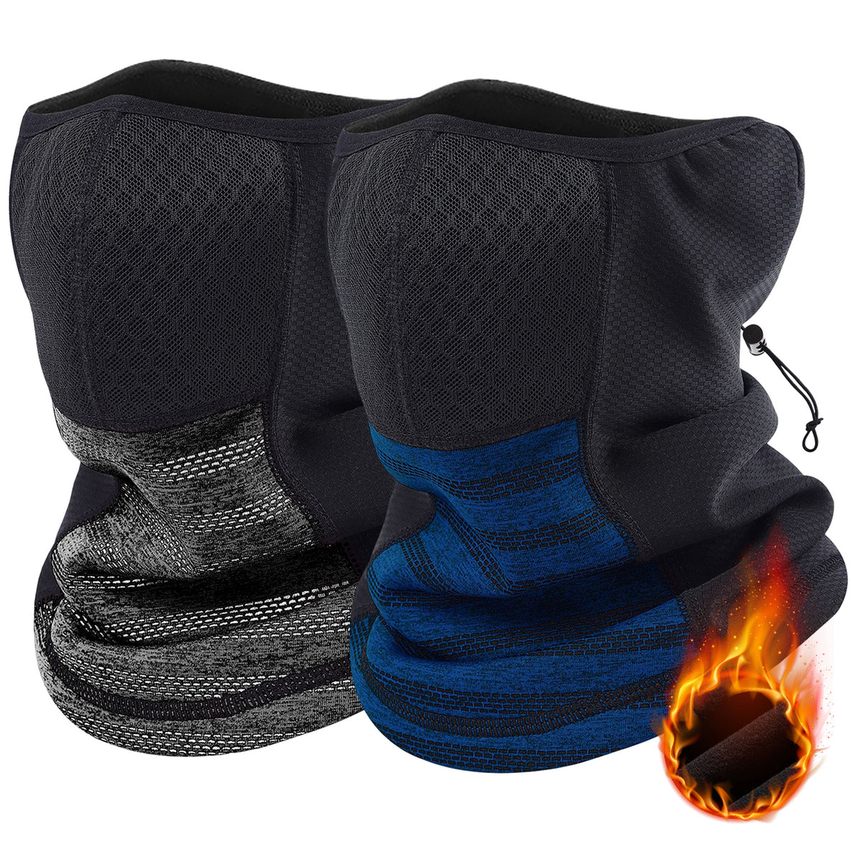 2 Pack Ski Mask Balaclava Neck Gaiter Dark Gray & Blue E71769