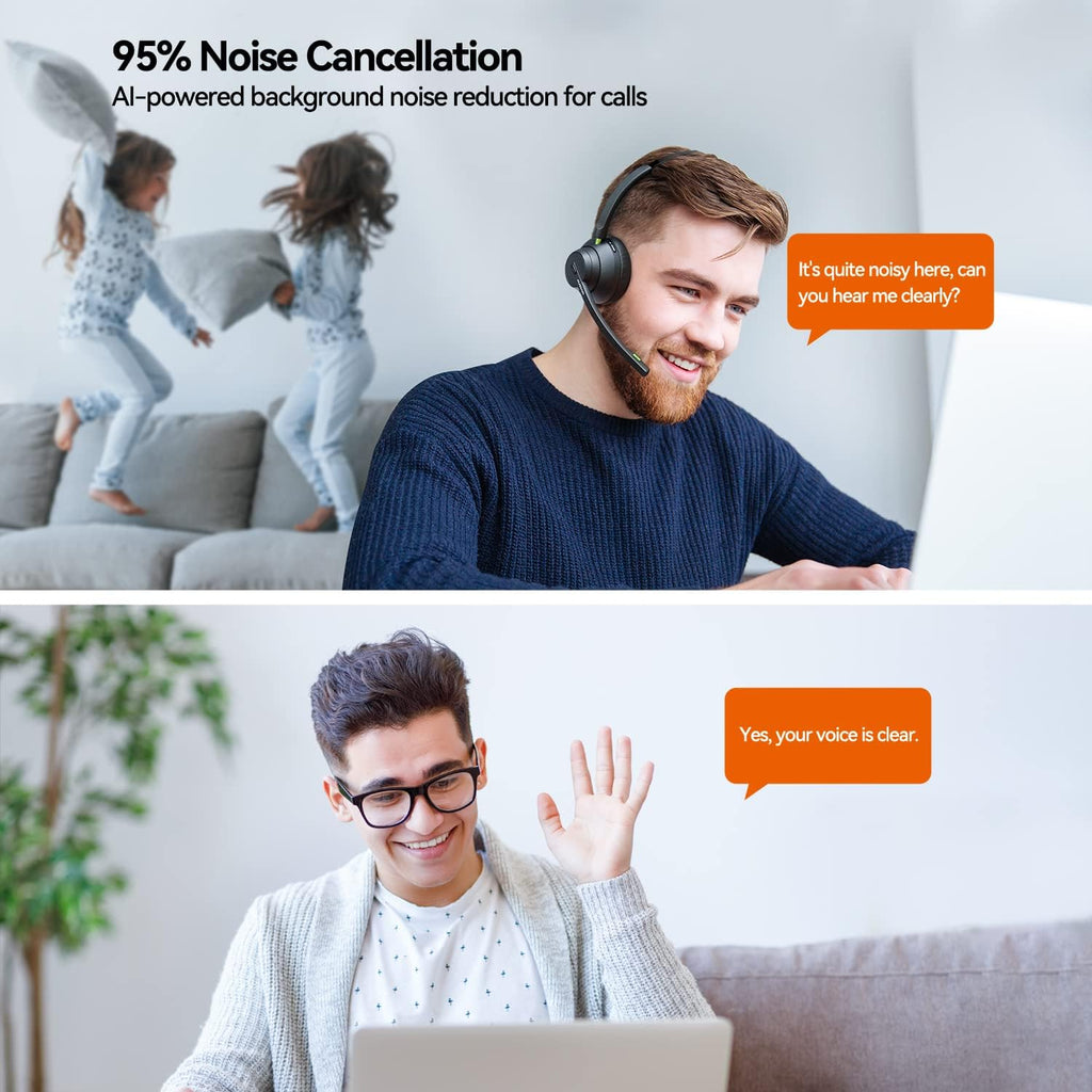 Wireless 5.1 Bluetooth Headset with Microphone, 50h Playtime, Pack of 2 A76473