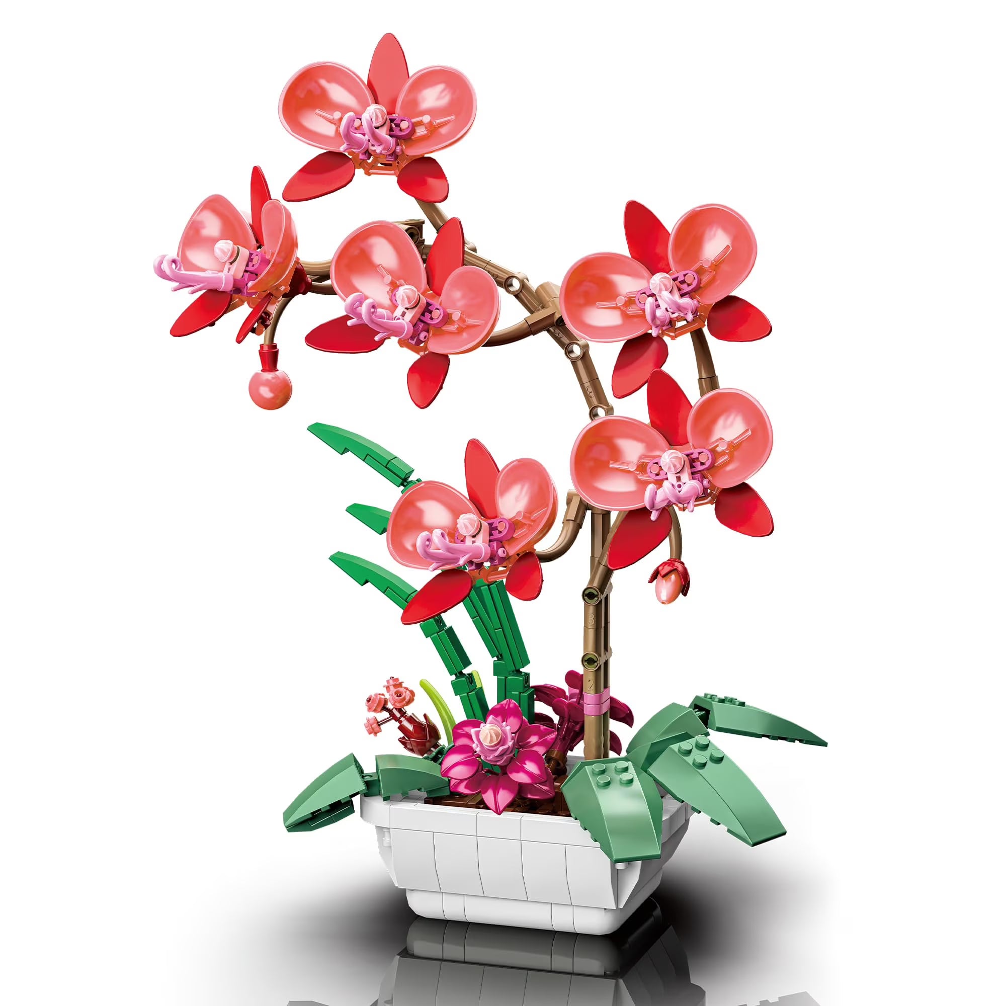 Red Orchid Bouquet Building Block Set S218