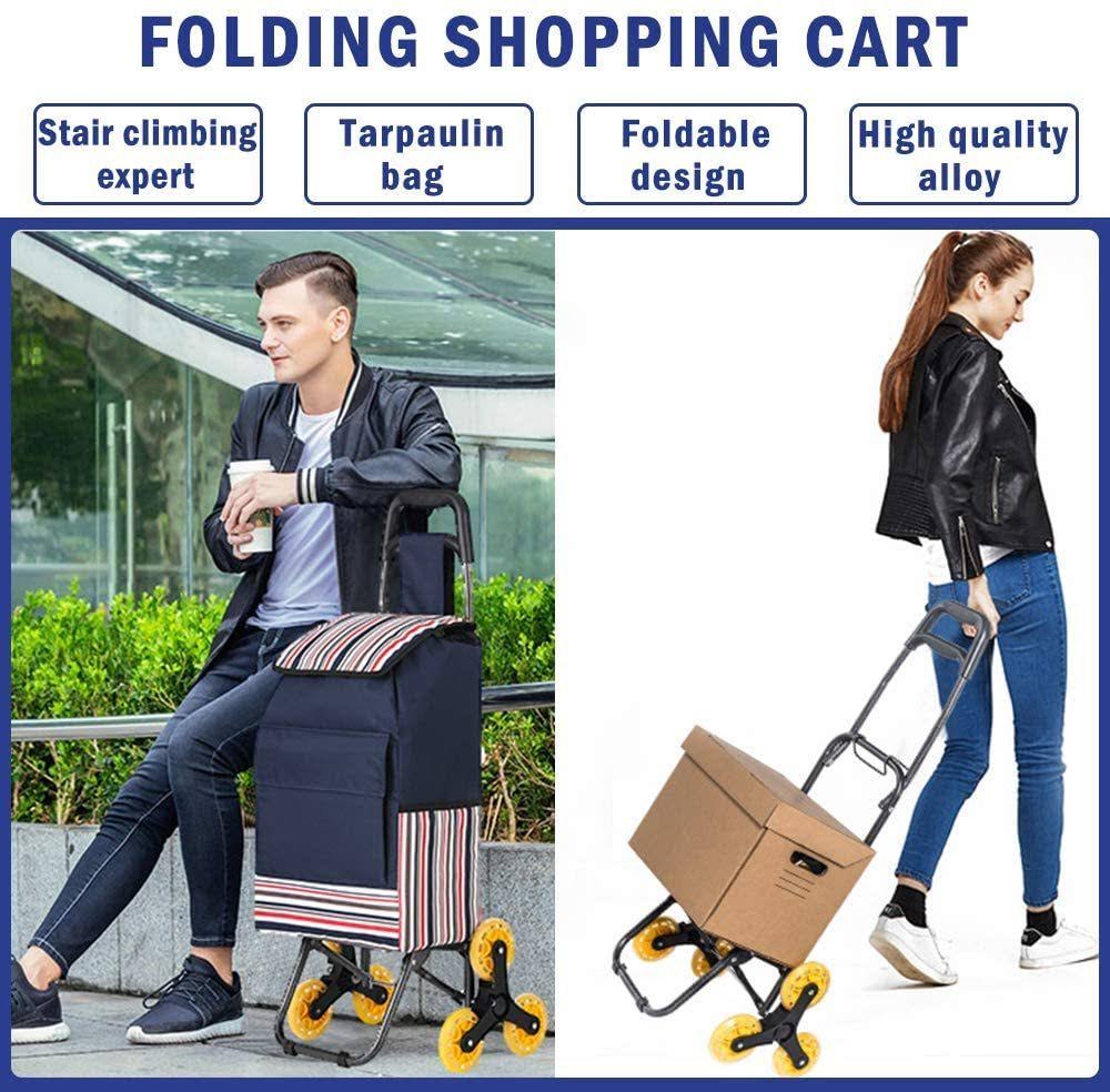 Folding Shopping Cart with Stair Climbing Cart D4092