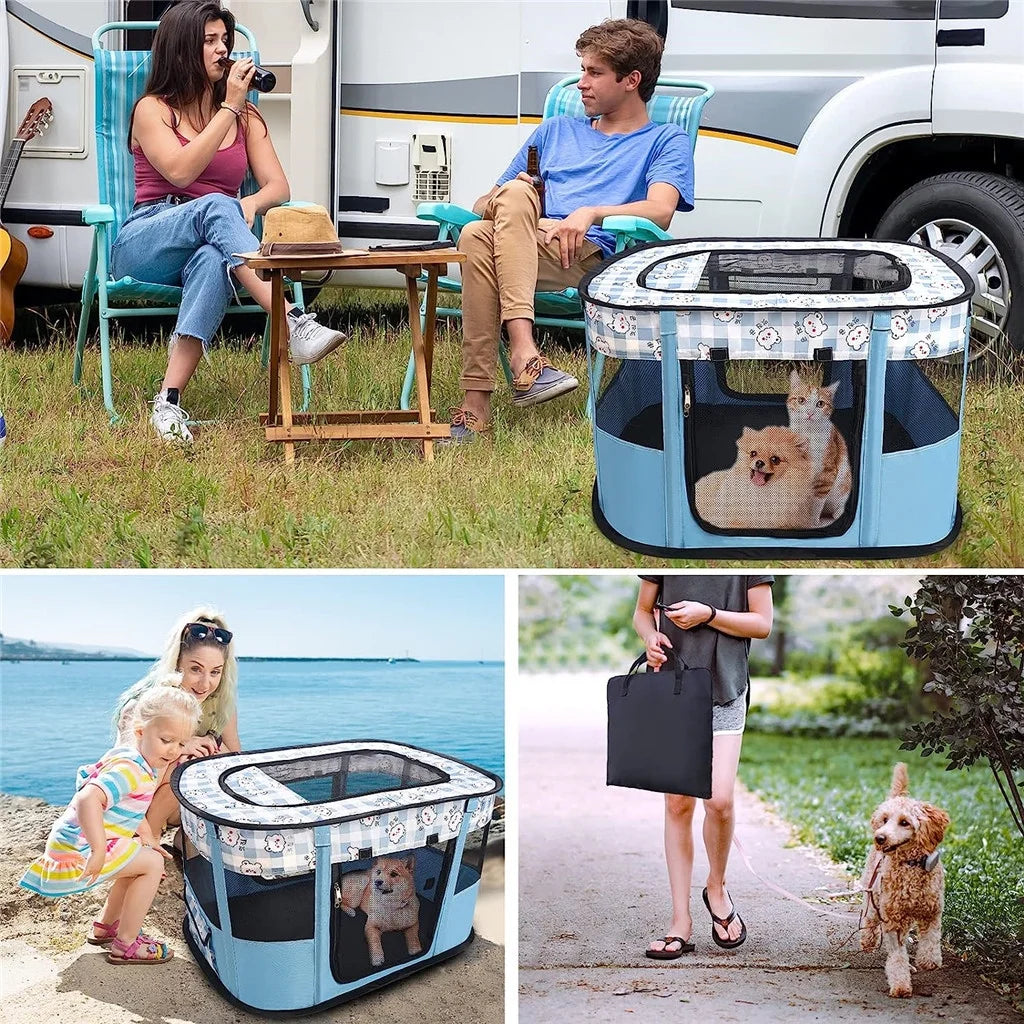 Portable Foldable Dog Playpen with Carrying Case I28205