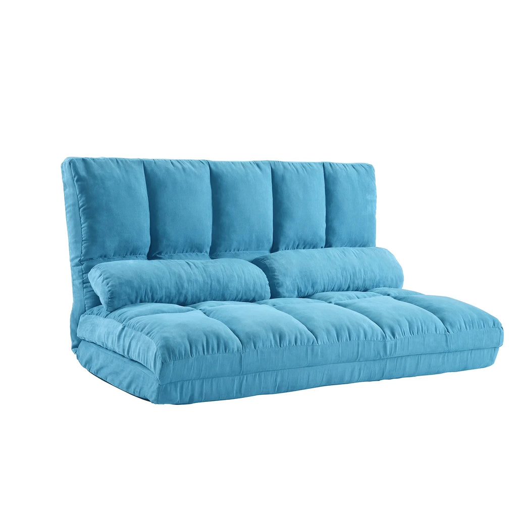 Blue Double Chaise Lounge Sofa with Two Pillows J101